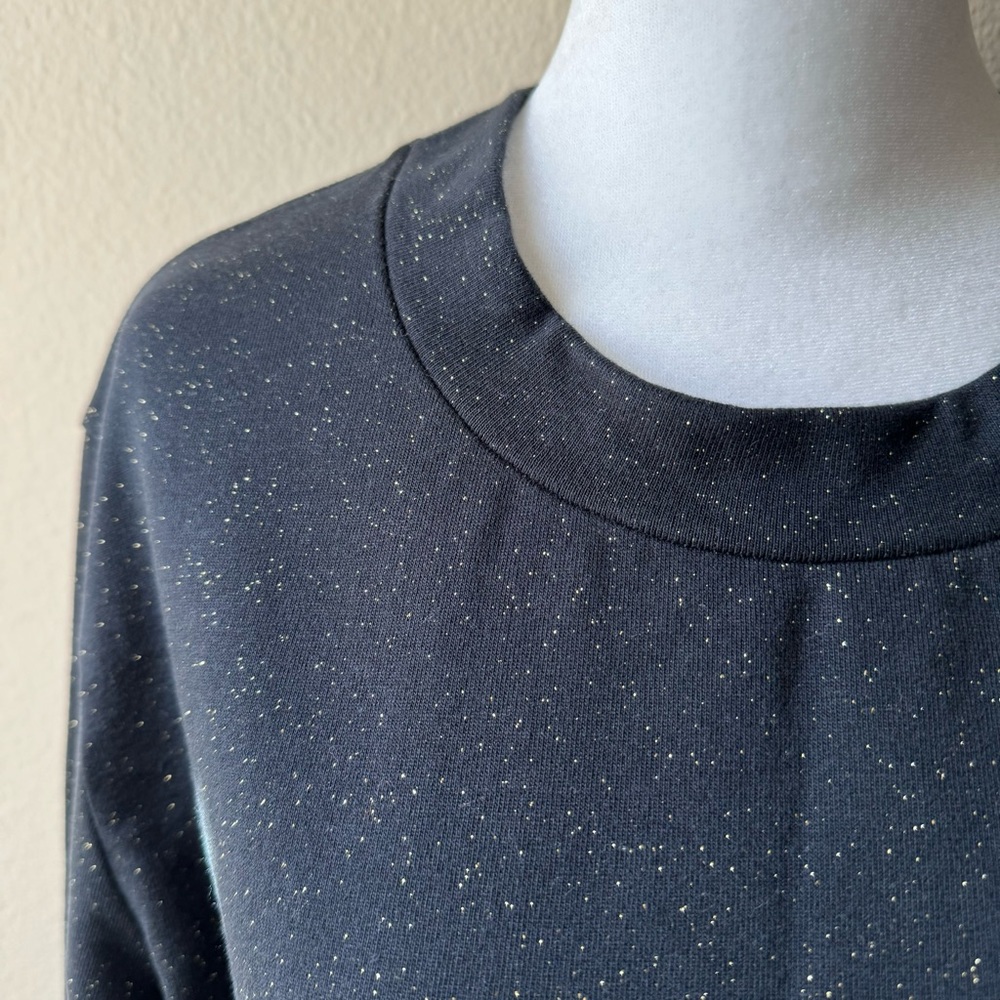 COS Men’s Sparkling Galaxy Gold Glitter Long Sleeve Sweatshirt Pullover Navy L